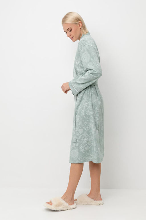 Е 50005/24/голубой прибой,кружевные цветы халат жен