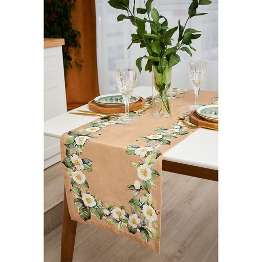 Дорожка на стол Этель Camellia 40×146 см, 100% хлопок, саржа 190 г/м², бежевая