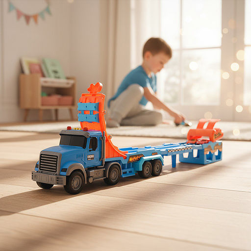 Машина "Трюковой Трак" (2 машины в комплекте, цвет синий, на батарейках) в коробке