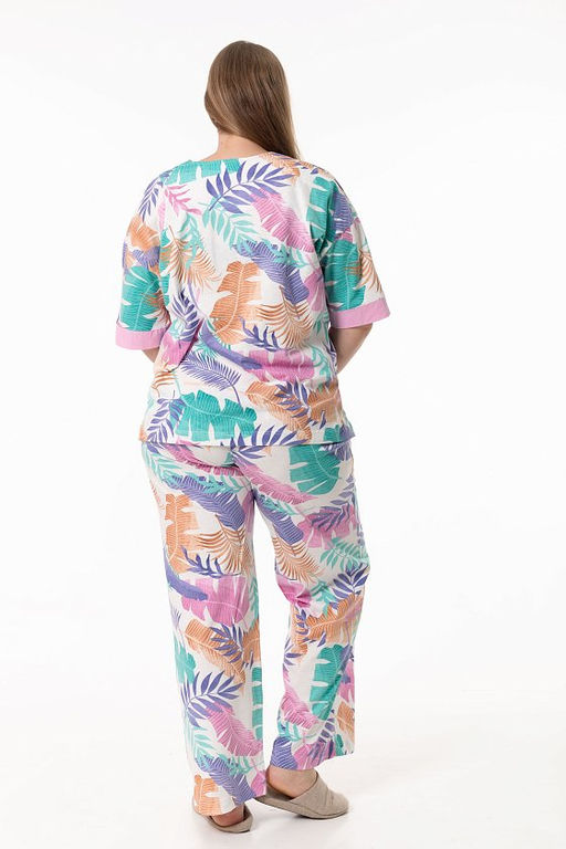 Пижама рубашка и брюки М325384рм розовый/ментол - Елена фото 3