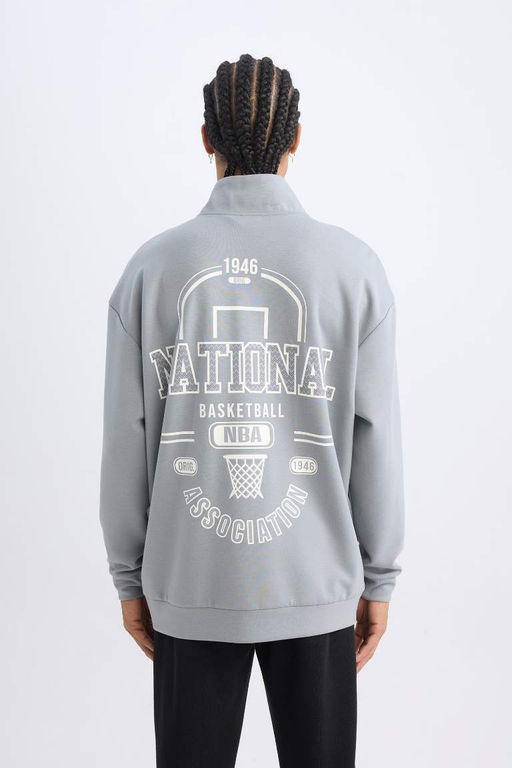 DeFactoFit NBA Oversize-толстовка широкого кроя с воротником-стойкой и воротником-стойкой из ткани для подводного плавания с аквалангом  фото 6