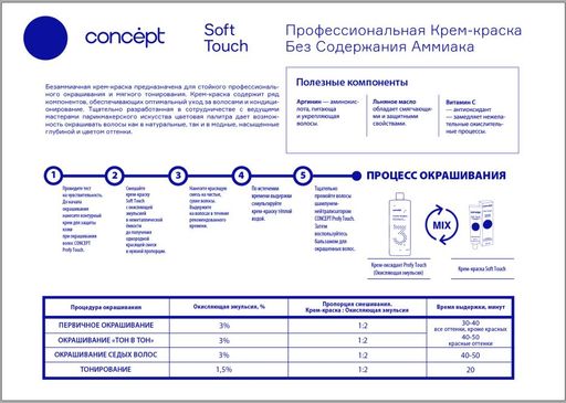 1.0 Черный (Black), 100 мл Крем-краска без аммиака SOFT TOUCH CONCEPT  фото 5