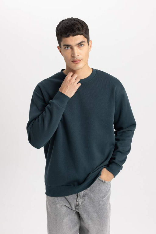 Базовый свитшот Oversize с круглым вырезом - Defacto фото 3