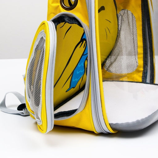 Рюкзак для переноски животных Котик, прозрачный, 34 х 25 х 40 см, жёлтый - Пижон фото 7