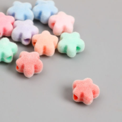 Цена за 10 шт. Бусина для творчества бархатное напыление Цветочек. Нежные оттенки, 0.7?1.2?1.2 см