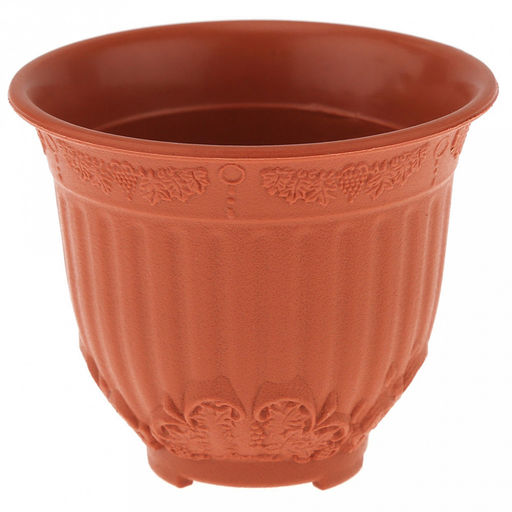 Терракот Горшок для цветов пластмассовый 1л, с поддоном, д14см, h12см, резной орнамент, морозостойкий полипропилен, т.м. NECO (Россия) - Домашняя мода фото 3