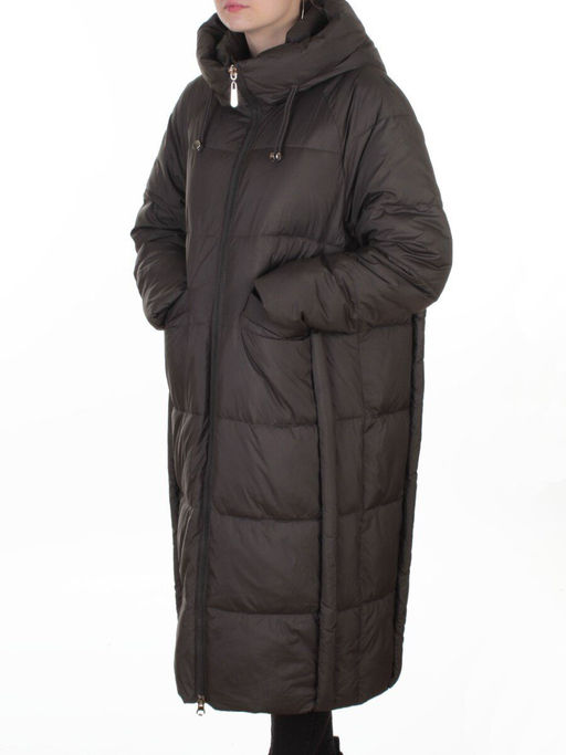 8891 GRAY/BROWN Пальто зимнее женское (200 гр. холлофайбер)