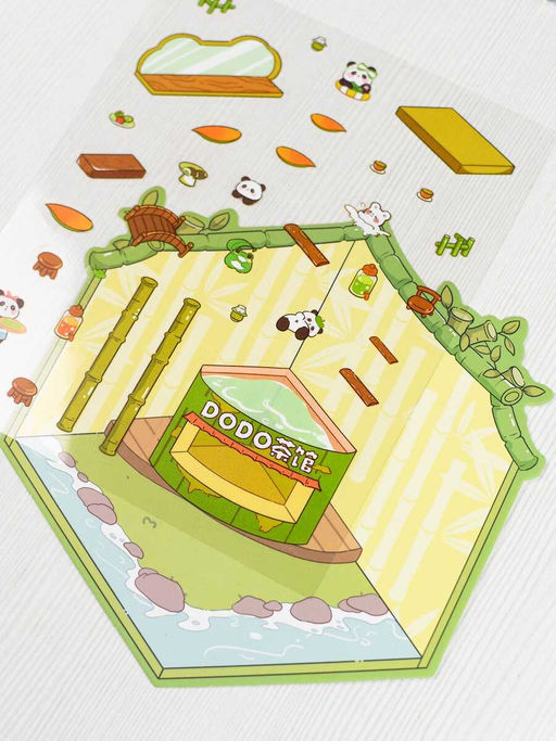 Наклейки-румбокс д/создания миниатюрных сцен, 125х150 мм, арт. 71509 / 300 ПАНДА. ЧАЙНАЯ ЦЕРЕМОНИЯ.