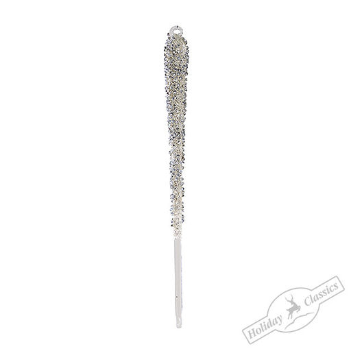 Сосулька серебряная с пайетками (стекло) 1,5х1,5х25 см