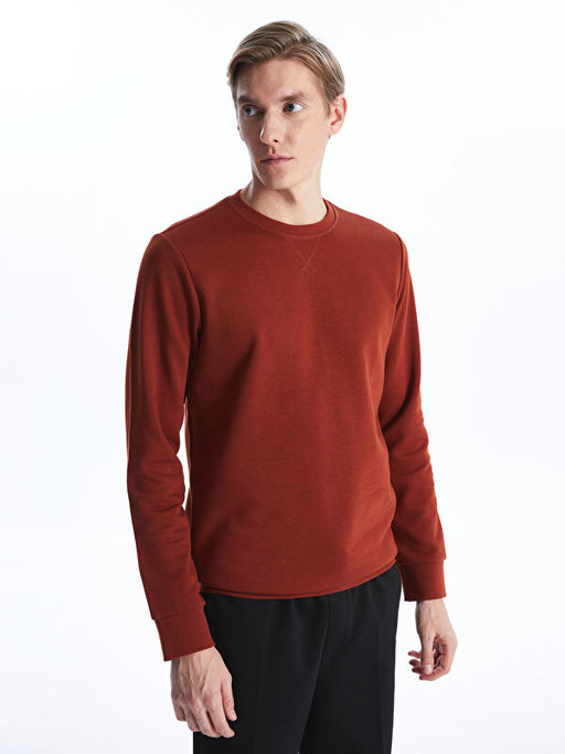 Bisiklet Yaka Uzun Kollu Erkek Kal?n Sweatshirt
