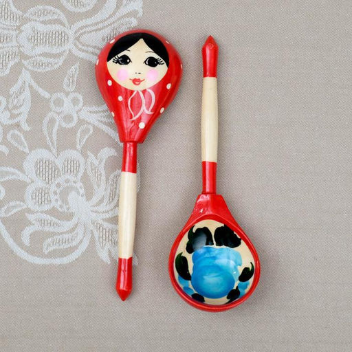 Ложка деревянная «Матрёшка», полубаская, 19×6 см, МИКС