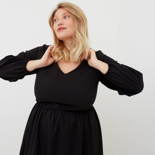Платье женское миди MIST plus-size, чёрное, размер 52, однотонное
