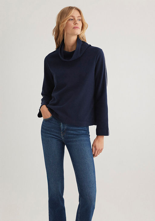 Bogazl? Kol Detayl? Lacivert Tisort - Mavi фото 3