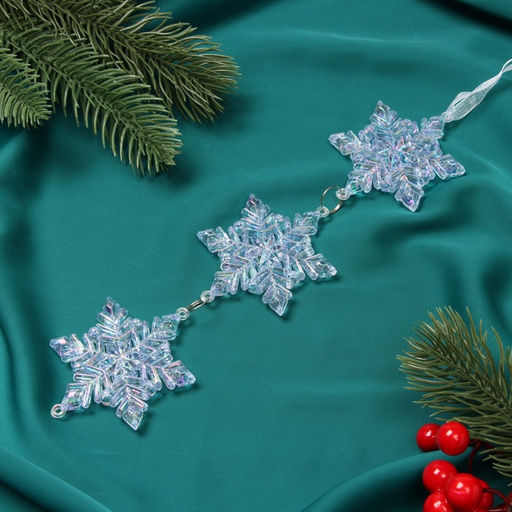 Ёлочная игрушка Зимнее волшебство. Снежинка подвесная, 235.5 см, голубой перелив фото 6