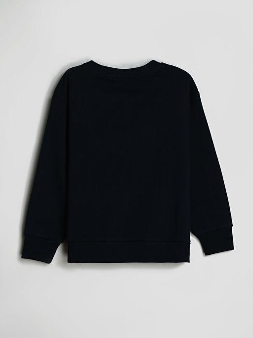 Bisiklet Yaka Bask?l? Uzun Kollu Erkek ?ocuk Sweatshirt