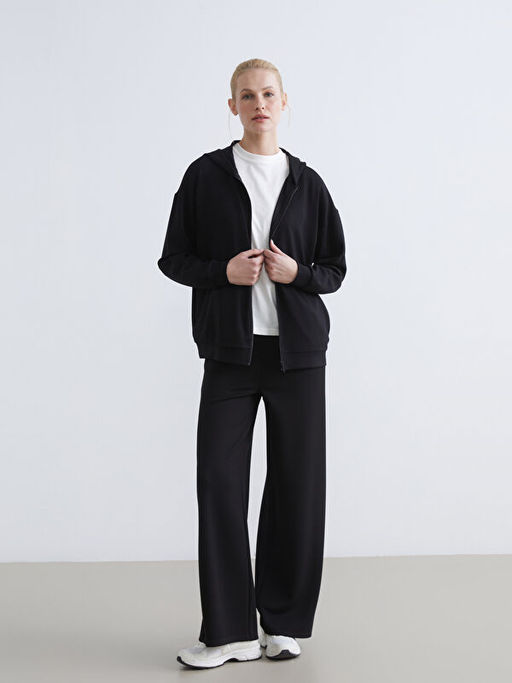 Kap??onlu Soft Touch Kad?n Fermuarl? Sweatshirt