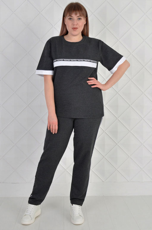 Арт. 2346 Костюм с брюками женский 50-58 (5 шт) Цвет:верх- антрацит, низ- антрацит - Калинка фото 3