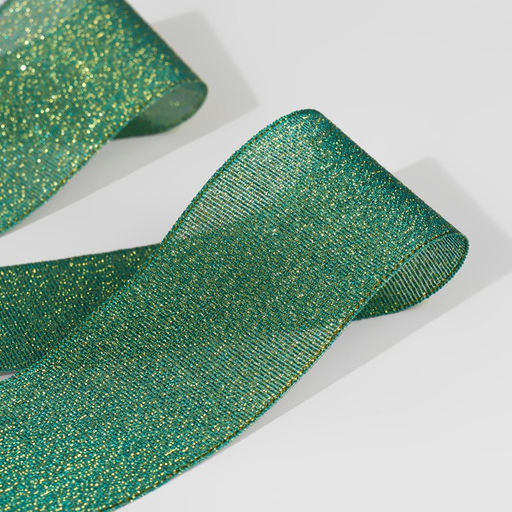 Лента парчовая, 40 мм, 23 1 м, цвет зелёный - Арт узор фото 2