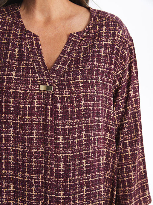 Ka??k Yaka Desenli Elbise