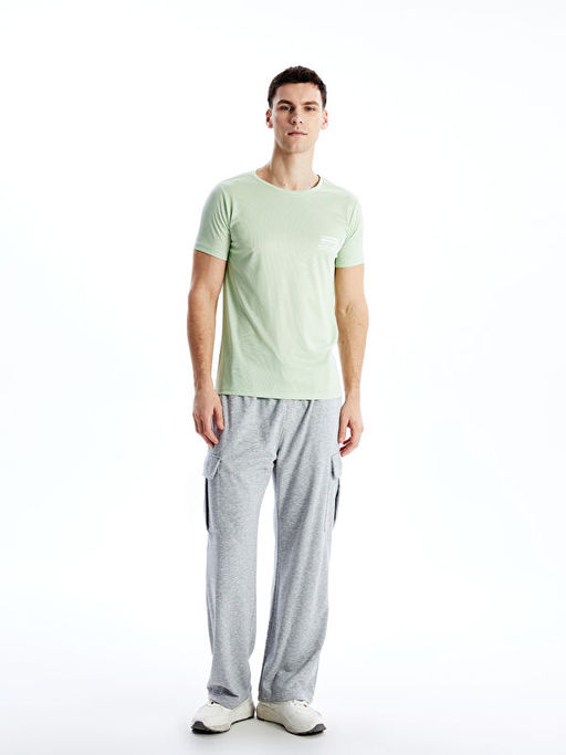 Bisiklet Yaka K?sa Kollu Bask?l? Erkek Ti??rt