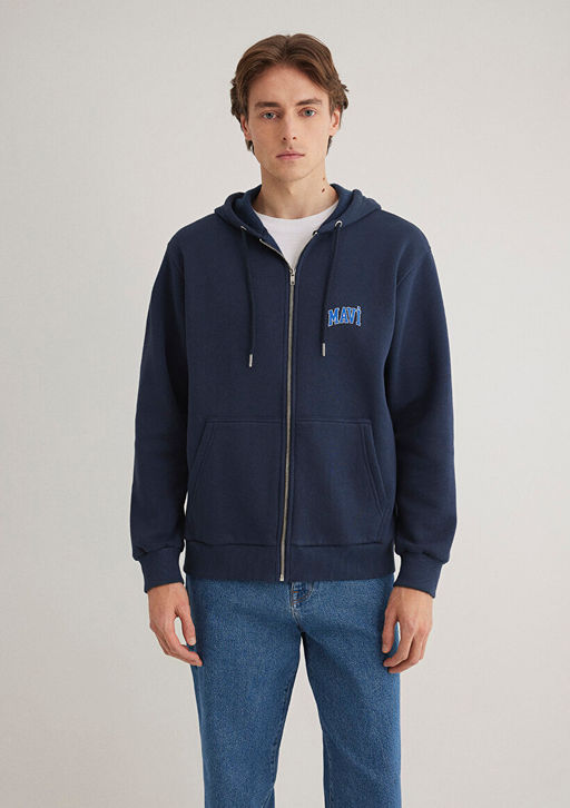 Mavi Logo Bask?l? Fermuarl? Lacivert Sweatshirt  фото 4