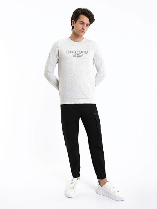 Bisiklet Yaka Uzun Kollu Bask?l? Erkek Sweatshirt - Waikiki фото 5