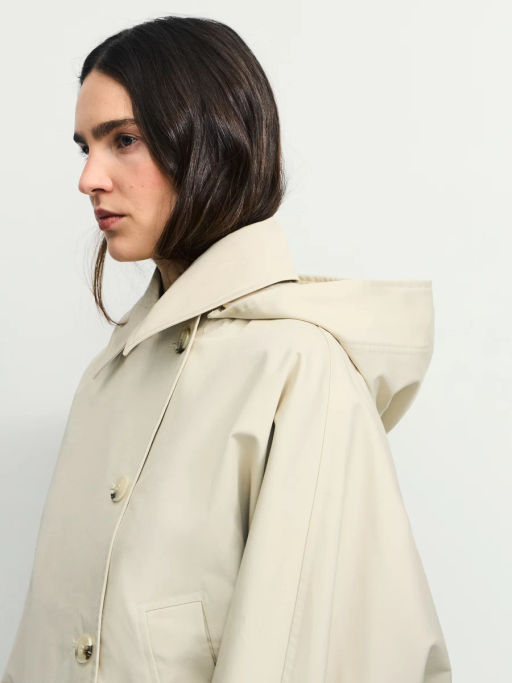 Хлопковый укороченный тренч оверсайз с капюшоном ZR2604102206-60 / Zarina  фото 9