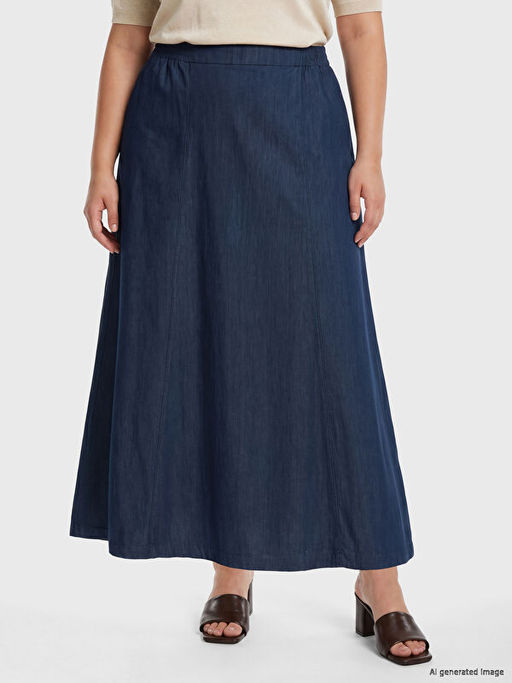 Юбка джинсовая клеш с резинкой на талии