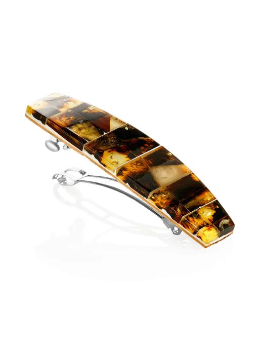 Заколка-автомат для волос с яркой янтарной мозаикой - Амберхолл фото 3