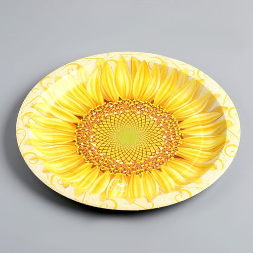 Цена за 100 шт. Тарелка одноразовая Подсолнух ламинированная, картон, 18 см - Simaland фото 2