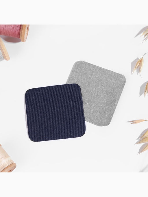 Цена за 4 шт. Заплатки для одежды, 5,5 × 5,5 см, клеевые, пара, цвет тёмно-синий