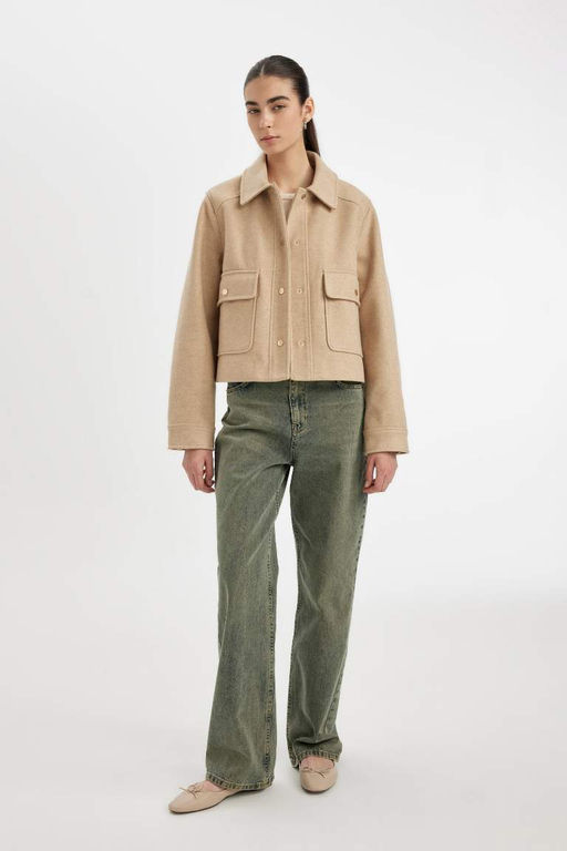 Куртка стандартного кроя с воротником-поло и строчкой - Defacto фото 2