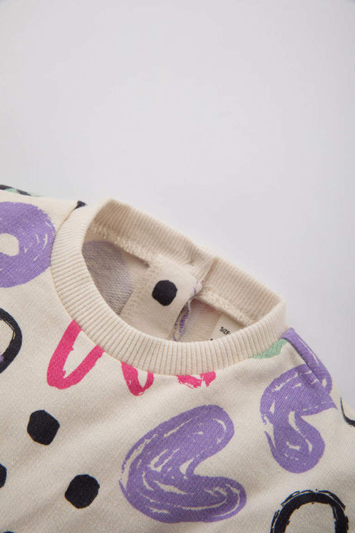 Платье с длинными рукавами и узором в виде сердечек для маленьких девочек - Defacto фото 2