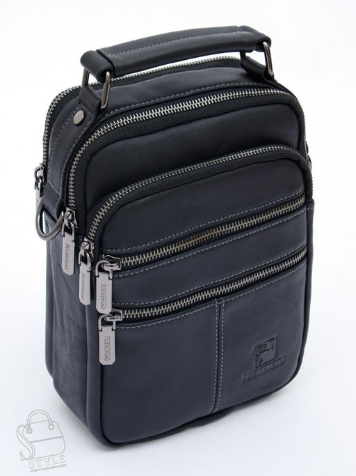 Сумка мужская кожаная 634M black Fuzhiniao в Новосибирске