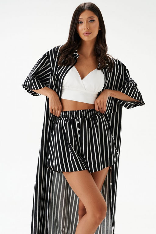 Шорты Annete А1561 свободные черные из льна  фото 2