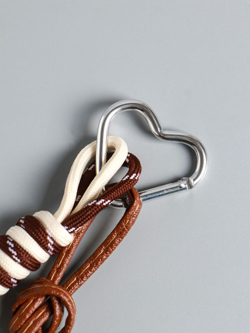 Брелок для ключей на карабине кожзам, текстиль «Лошадка с сердечком», с узлом, на сумку, рюкзак, 26×10×1.5 см