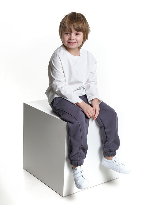 Брюки с шевроном для мальчика штаны спортивные 22-7683 светлый графит - Mini maxi фото 8