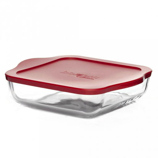 "Боркам (Borcam)" Форма стеклянная жаропрочная 1,95л, 22х22х6см, с ручками, пластмассовая крышка, цветная коробка, Pasabahce (Турция)