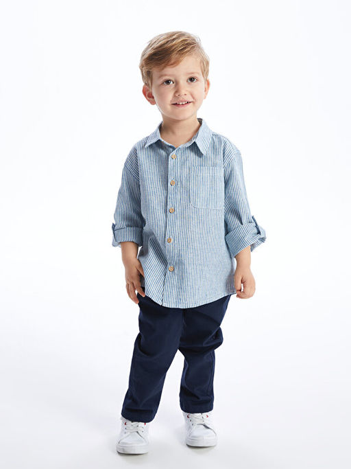 Uzun Kollu ?izgili Erkek ?ocuk G?mlek