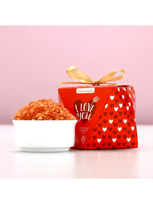 Цена за 2 шт. Соль для ванны I love you, 150 г, аромат сливочного пломбира, Чистое счастье  фото 2