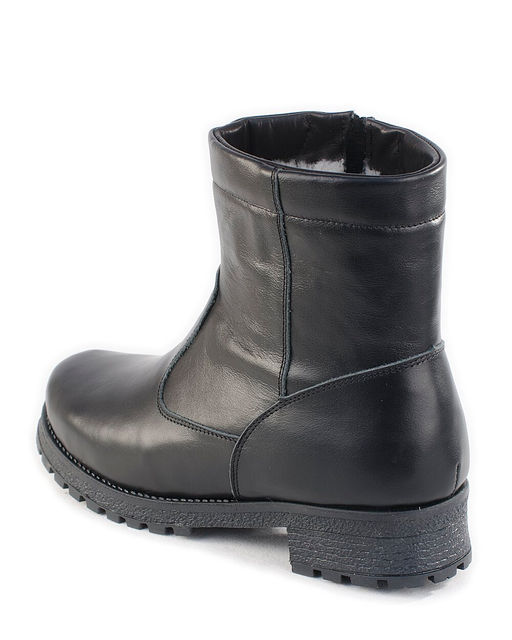 Ботинки женские на литой подошве, черные,кожа, молния.