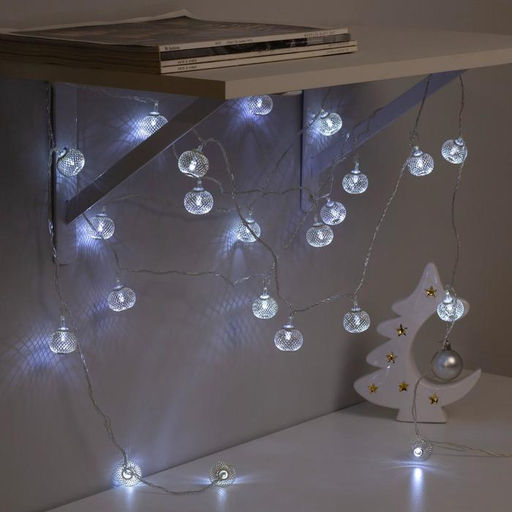 Гирлянда Нить 4 м с насадками Шарик сетка, IP20, прозрачная нить, 20 LED, свечение белое, 8 режимов, 220 В - Luazon lighting фото 4