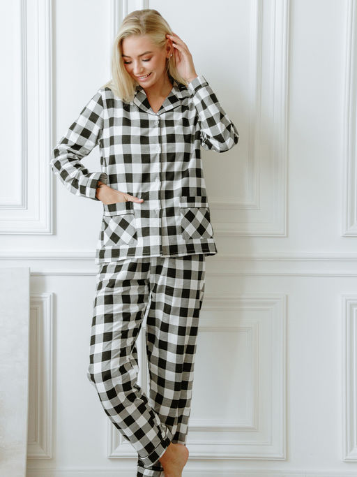 Женская пижама Черно-белая клеточка