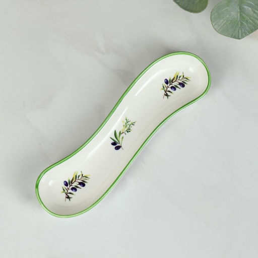 Блюдо фарфоровое для оливок/солений Доляна «Олива», 20×5×3,5 см, цвет белый