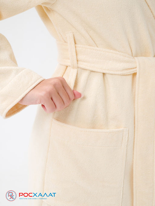 Женский халат с капюшоном кремовый МЗ-06 (131)