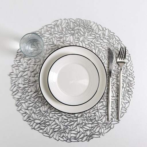 Цена за 12 шт. Салфетка сервировочная на стол Манифик, d=38 см, цвет серебряный - Simaland фото 3
