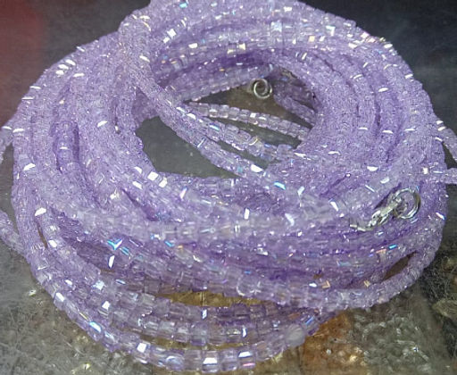 Бусы чокер Кубик хрусталь Сиреневые 3мм-38см алмазная огранка