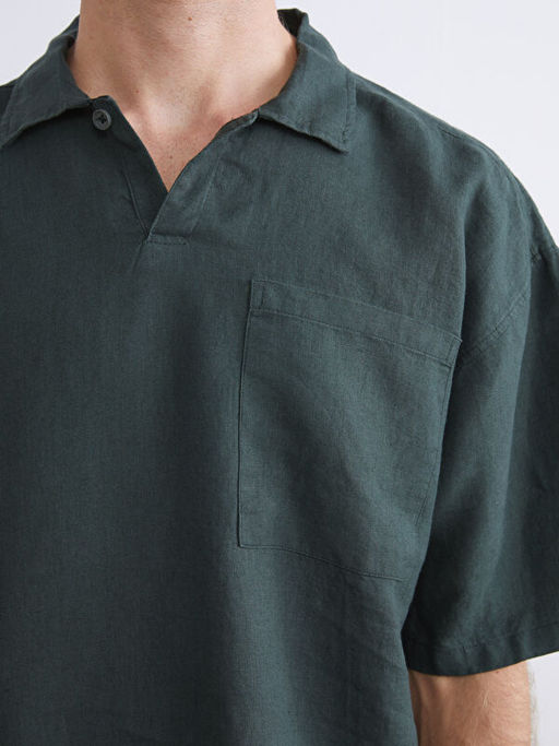 Regular Fit K?sa Kollu %100 Keten Erkek G?mlek