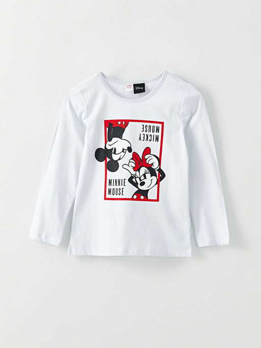 Bisiklet Yaka Minnie ve Mickey Mouse Bask?l? Uzun Kollu K?z ?ocuk Pijama Tak?m? - Waikiki фото 2