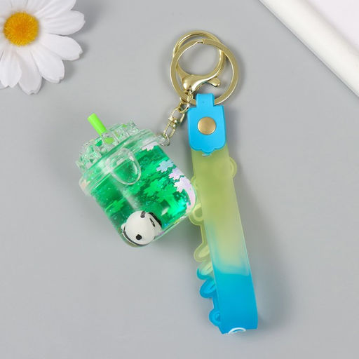 Брелок для ключей с карабином, ремешком «Панда в лимонаде», пластик, водный с декором, 4×4×6 см